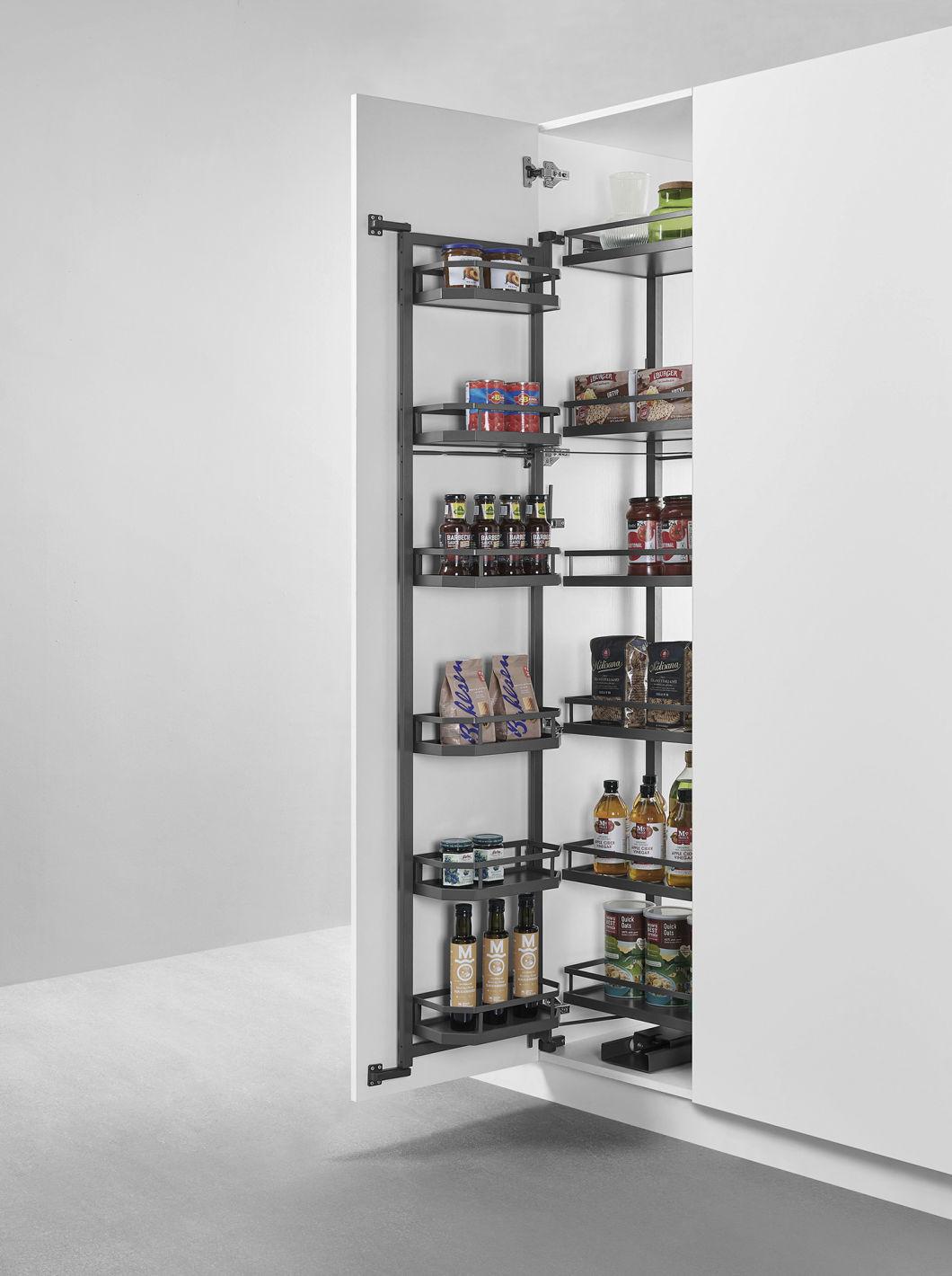 Tandem Cabinet Pull out Pantry System 6 Tier Kitchen Rack