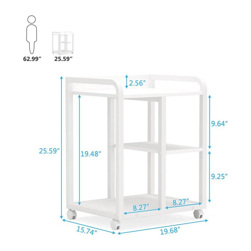 Multi Layer Storage Floor Shelf Movable Wooden Copier Side Cabinet Printer Shelf