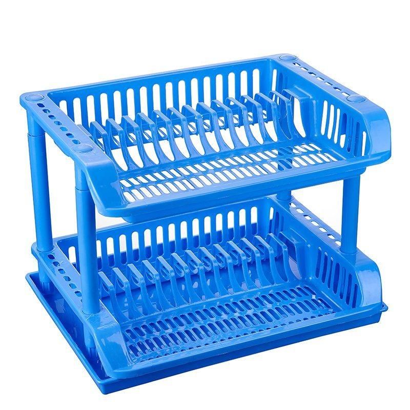 Kitchen Organizer 2-Layer Plastic Dish Rack Multi-Function Dish Storage Rack