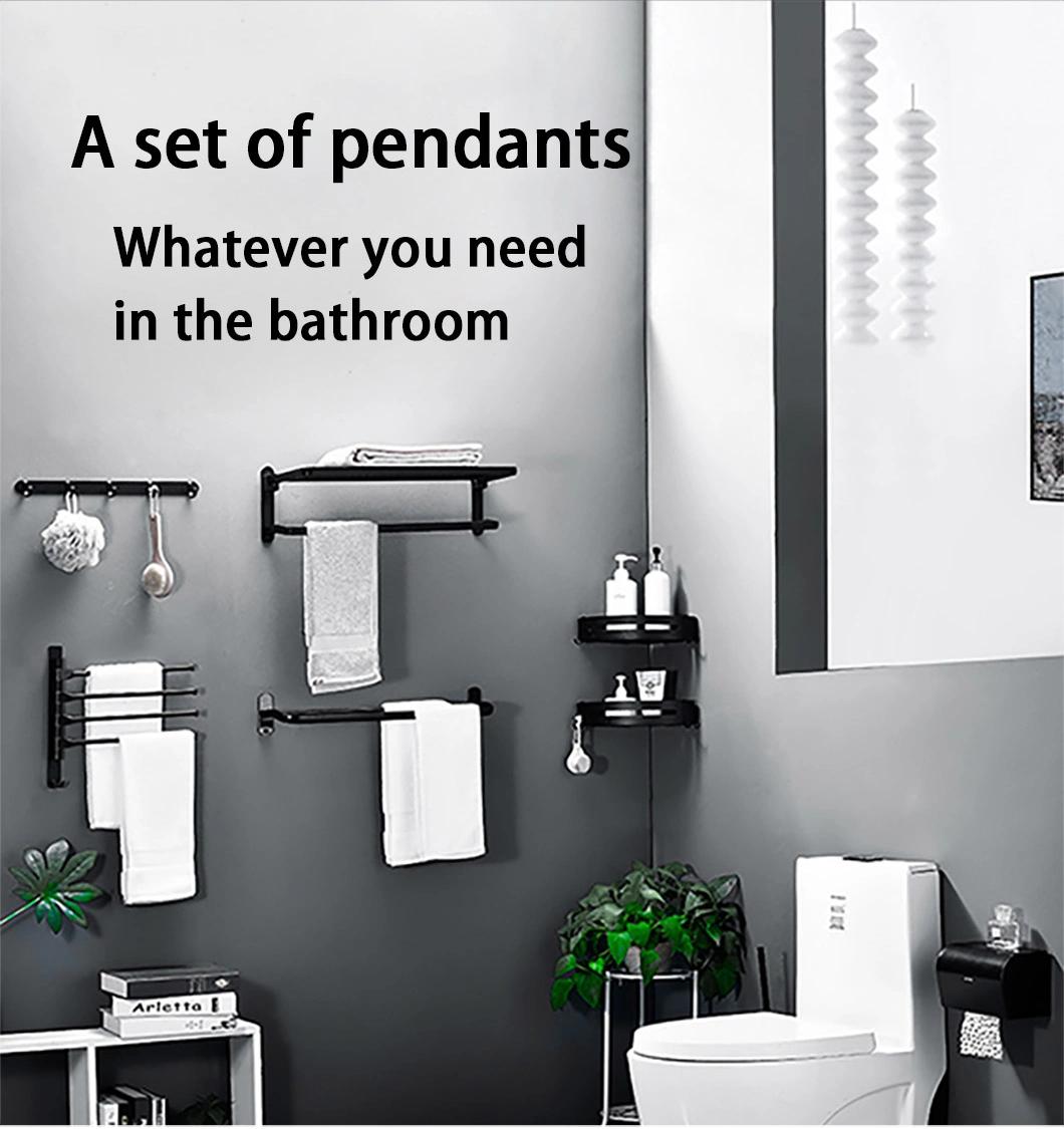 Modern Hotel Wall Mounted Toilet Bath Set Matt Black Stainless Steel SUS 304 Ss SUS304 Bathroom Accessories