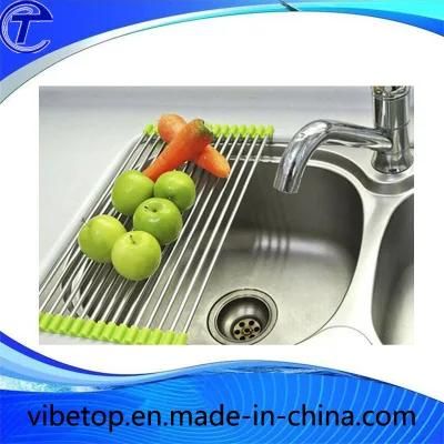 Fashion Stainless Steel Roll Draining Rack Kitchen Basket Shelves