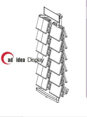 Perforating Rod Shelf Display Rack of Triangular Vertical Easel for Single and Double Side Sample of Ceramic Tile Exhibition Stand