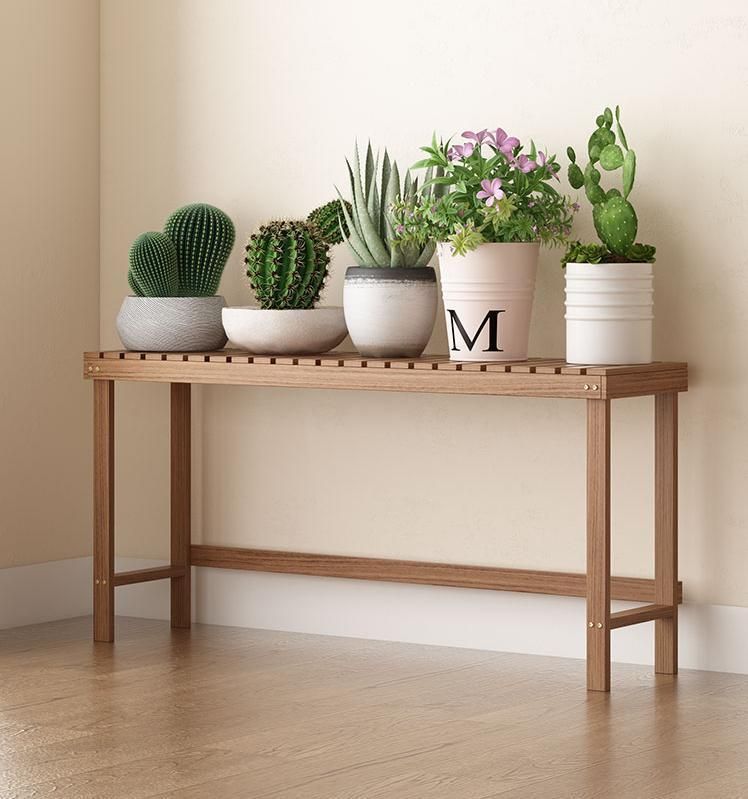 Flower Shelf Balcony Anticorrosive Solid Wood Decoration Floor Type Indoor Multi-Layer Fleshy Green Radish Living Room Storage Flower Pot Rack