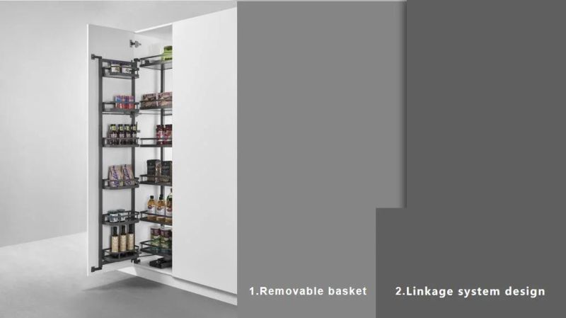 Kitchen Hardware Pull Basket Built-in Cabinet Storage Shelf 6 Tier Adjustable Tall Unit Metal Pantry Rack