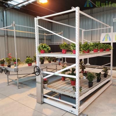 Double Tiers Storage Medical Herbs Blooming Mobile Indoor Growing Vertical Rack Rolling Benches