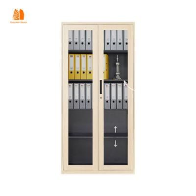 Office Equipment Glass Door Display Filing Cabinet Waterproof Steel Bookshelf Storage File Cabinet Wood Grain Steel Cabinet