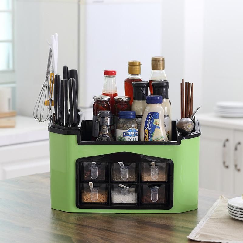 Multifunctional New Product Kitchen Storage Box Household Storage Rack Seasoning Flavor Bottle Cans Combination Knife Rack