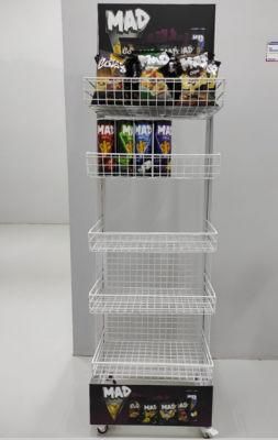 POS Customized Metal Clothes Storage Store Cosmetic Exhibition Floor Supermarket Universal Gondola Wine Vegetable Display Stand Shelf Rack