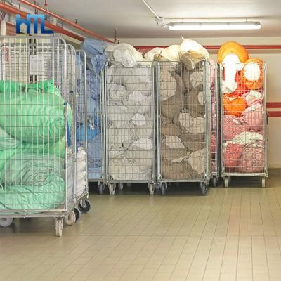 Galvanized Laundry Transportation Foldable Wire Roller Storage Containers for Sale