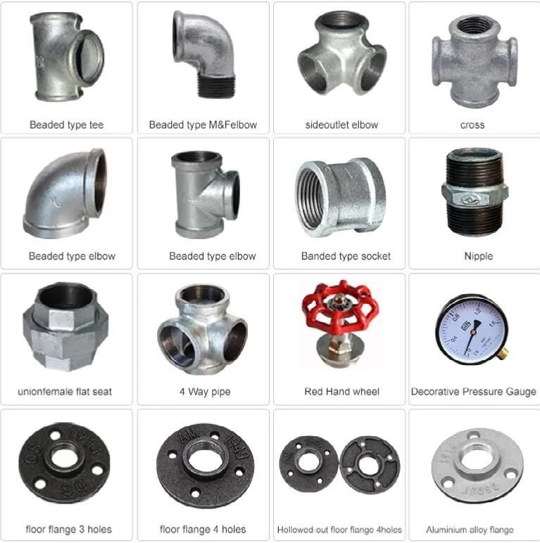 Black Malleable Iron Flanges Pipe Fittings Wall Flanges for Brackets