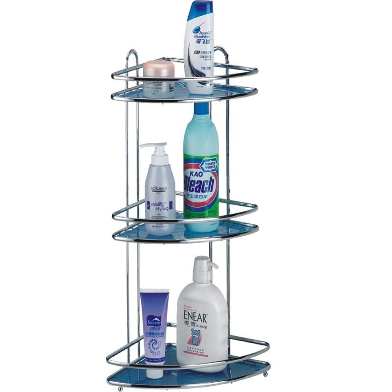 Metal Bathroom Organizer 3 Tier Foldable Metal Plate Shelf/ Storage Rack/ Bathroom Foldable Shelf / Kitchen Foldable Rack