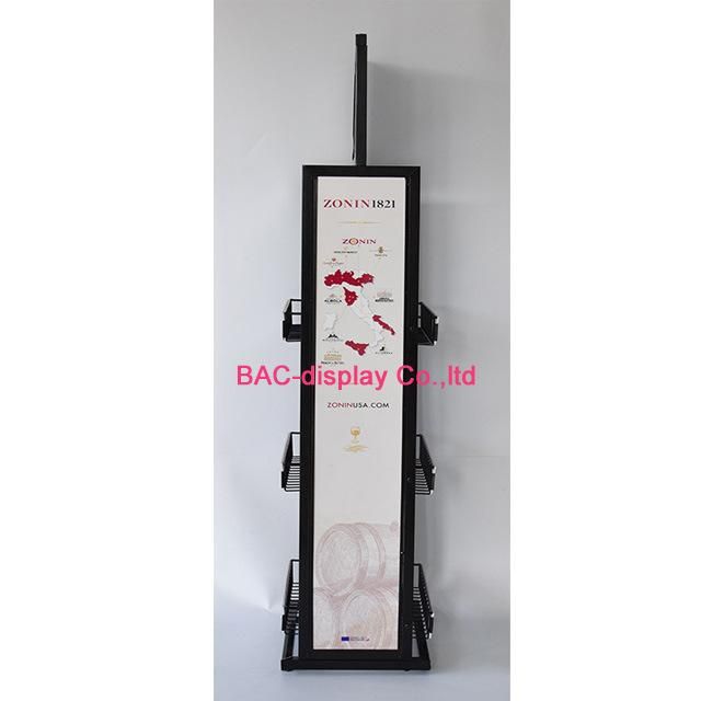 Supermarket Used Free Standing Metal Iron Plate Display Wine Racks for Sales