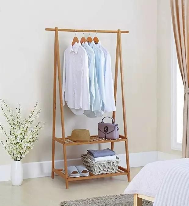 Coat Rack Clothing Store Window Display Stand Solid Wood Bamboo Clothes Rack Portable Extra Large Rack