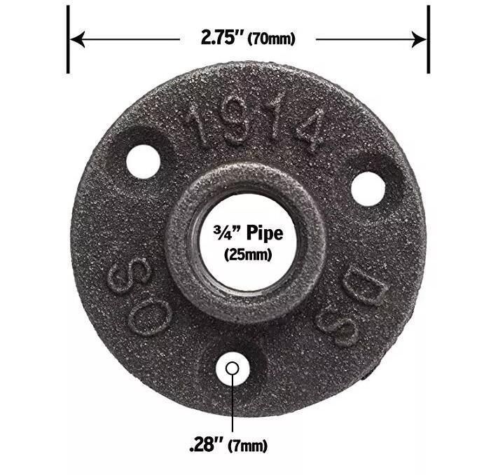 1/2" 3/4" Floor Flange Iron Pipe Fittings 3-Holes Flanges for Handrail Wall Mount Bst Threaded