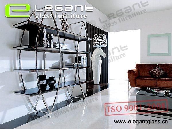 Glass Bookshelf with Stainless Steel Frame