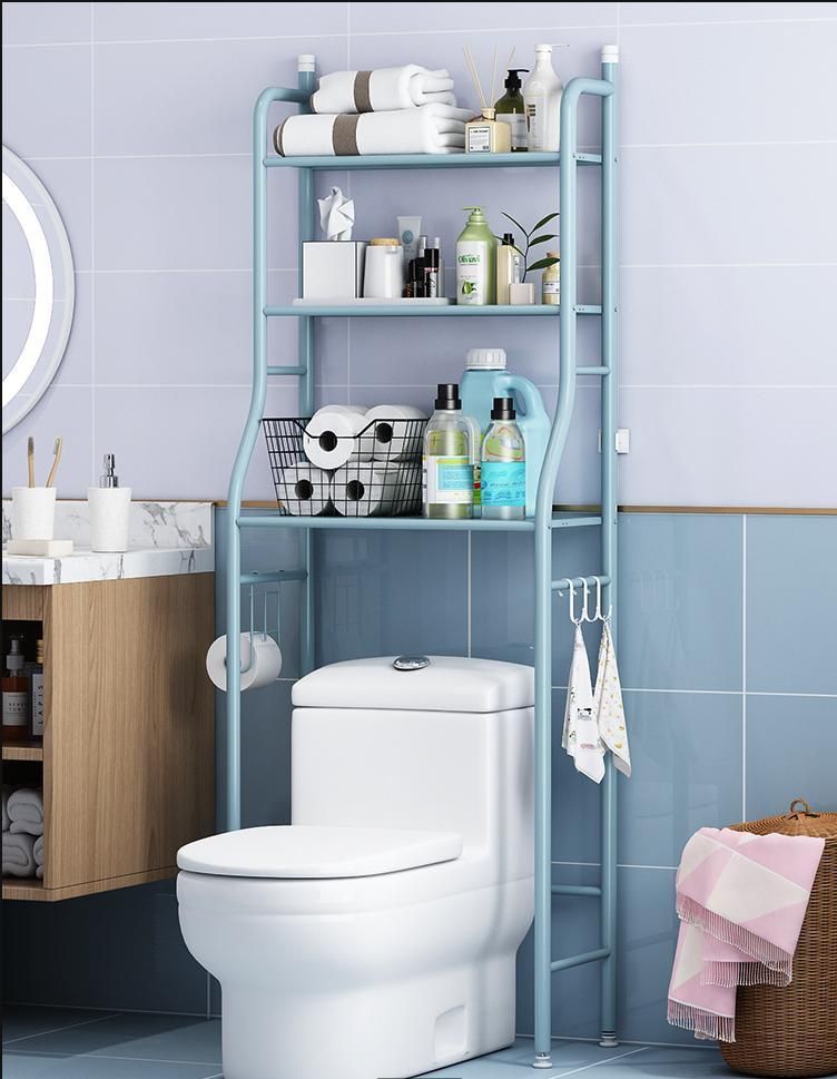 Bathroom Toilet Rack Free Punch Washing Machine Storage Artifact Wall-Mounted Bathroom Toilet Toilet Washbasin Rack