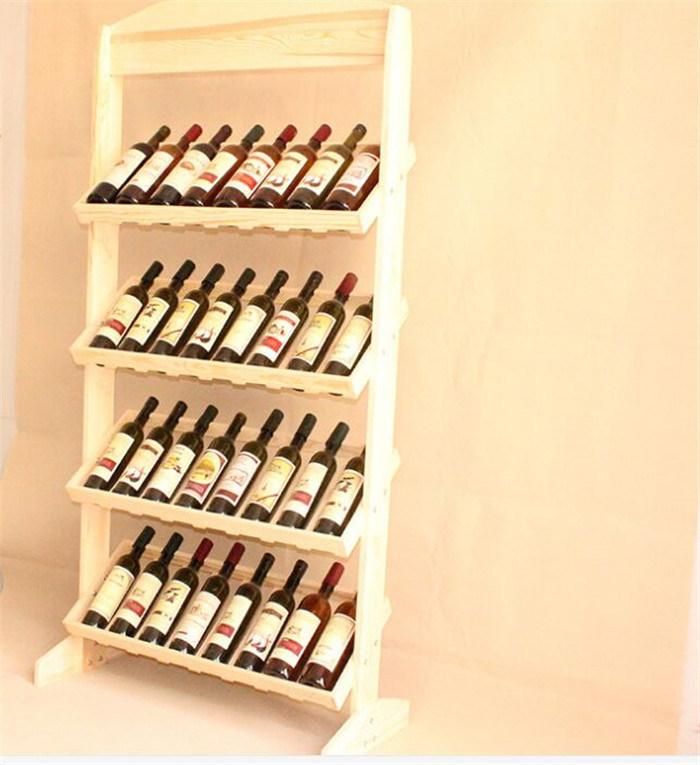 Natural Color Pine Wood Wine Rack with Size Custom Made