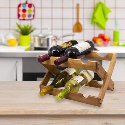 Sorbus Bamboo Foldable Countertop Wine Rack for 6-Bottles