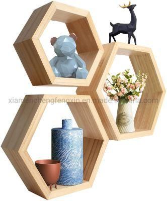 Onyx Home Hexagon Floating Shelves - Set of 3 - Boho Wall Decor. Geometric Hexagon Shelves. Includes All Hanging Hardware. Wooden Honeycomb Shelves