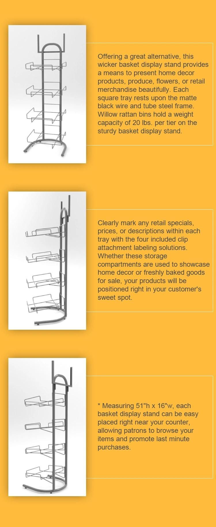 Large Space Metal Wire Display Stand Rack with Basket for Bread