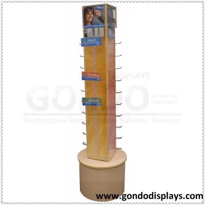 Rotating Floor Standing Wooden and Acrylic Glasses Shelf