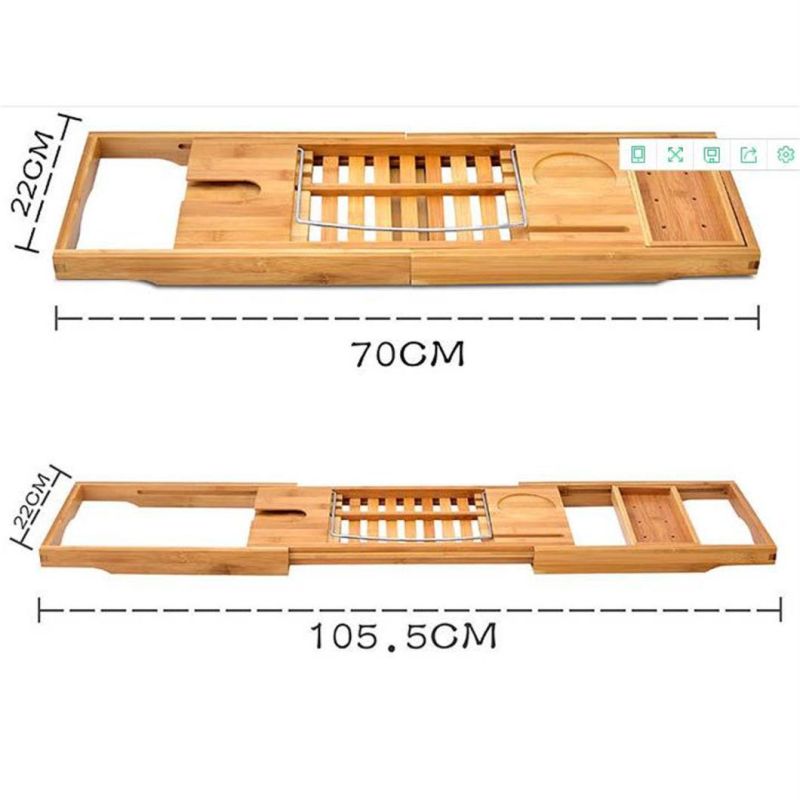 Adjustable Bamboo Wooden Bath Tub Bathroom Tray Shelf Bathtub Bridge Caddy Rack