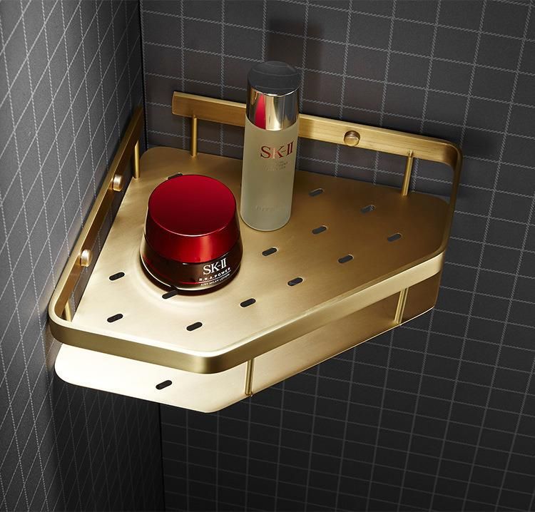 Wall Mounted Brass Brass Bathroom Shower Shampoo Shelf Bathroom Basket Holder Fashion