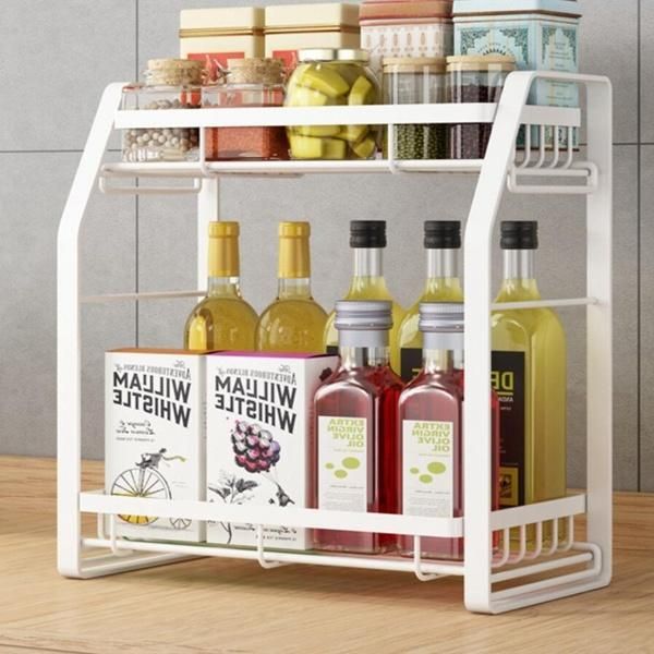 Seasoning Organizer Bathroom Storage Shelf Kitchen Rack Spice Jars