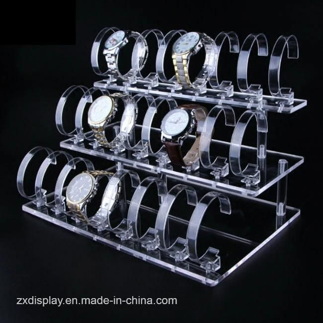 Fashion Transparent 3 Layers Acrylic Watch Display Rack