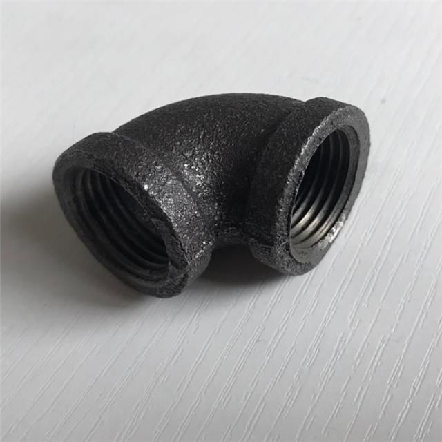 Black Pipe Fitting Cast Clamp Mech Sandblasted Malleable Iron 90 Degree Elbow for Industrial Pipe Shelf