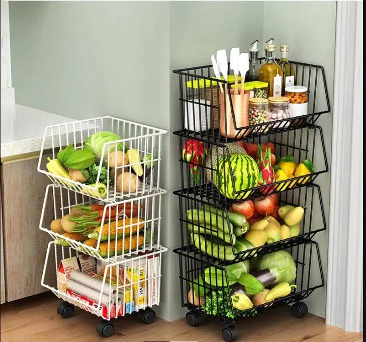 Kitchen Vegetable Racks Vegetable Racks Multi-Layer Floor-to-Ceiling Fruit and Vegetable Storage Baskets Fruit Storage Racks Household Vegetable Baskets with Wh