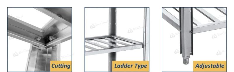 4 Tier Stainless Steel Multi Purpose Adjustable Storage Rack with Height Adjustable Leg