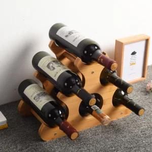 Bamboo Bottle Holder Freestanding Wooden Shelf Wine Rack