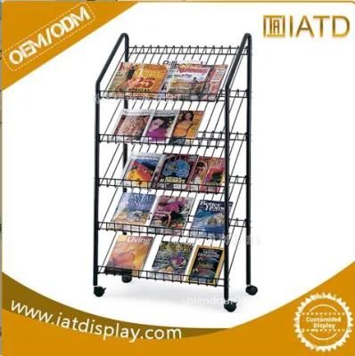 Modern Minimalist 4 Metal Grid Shelves Hanging Wall Newspaper Stand Books Magazines Display Rack