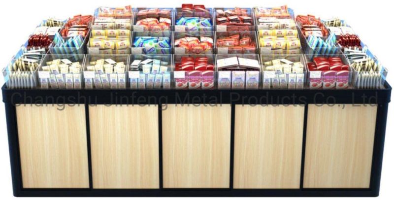 Supermarket Shelf Convenience Store Suger Display Stand with Wood