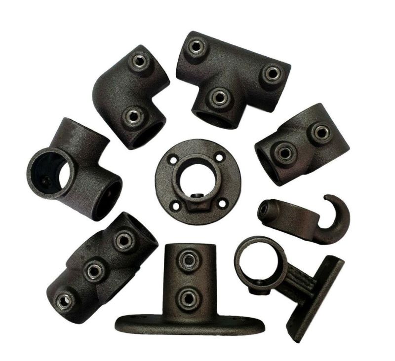 1-1/2" 48.3mm Malleable Iron Pipe Fittings 3 Way 90 Elbow Key Clamp Handrail