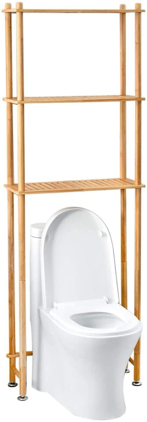 Over The Toilet Storage Rack, Bamboo Space Saver Organizer Over Toilet, 3-Tier Above Toilet Storage Shelf for Bathroom, Natural Color