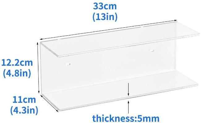 2 Tiers Acrylic Wall Shelf for Displaying Makeup and Books