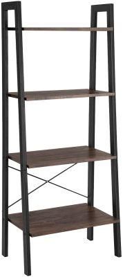 Ladder Shelf in Brown Steel Rack with Wooden Shelf