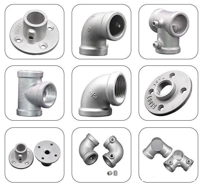 Aluminium Key Clamp Alloy Flange Pipe Fittings Four Holes Base Flange Through Pipe Nipples