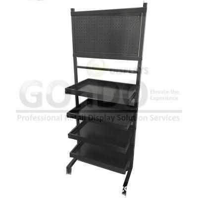 Double-Sided Clothes Stand with 4 Wood Shelves