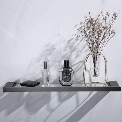 Matt Black Luxury Bathroom Fittings Single Glass Towel Rack