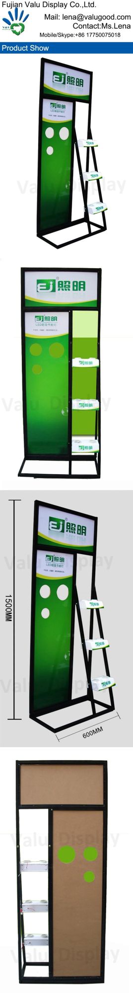 Supermarket Retail Store Flooring Shelf Storage Rack LED Lights Display Stand/Lamp Display Rack