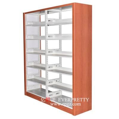 Wood Metal Double Side Library Bookshelf