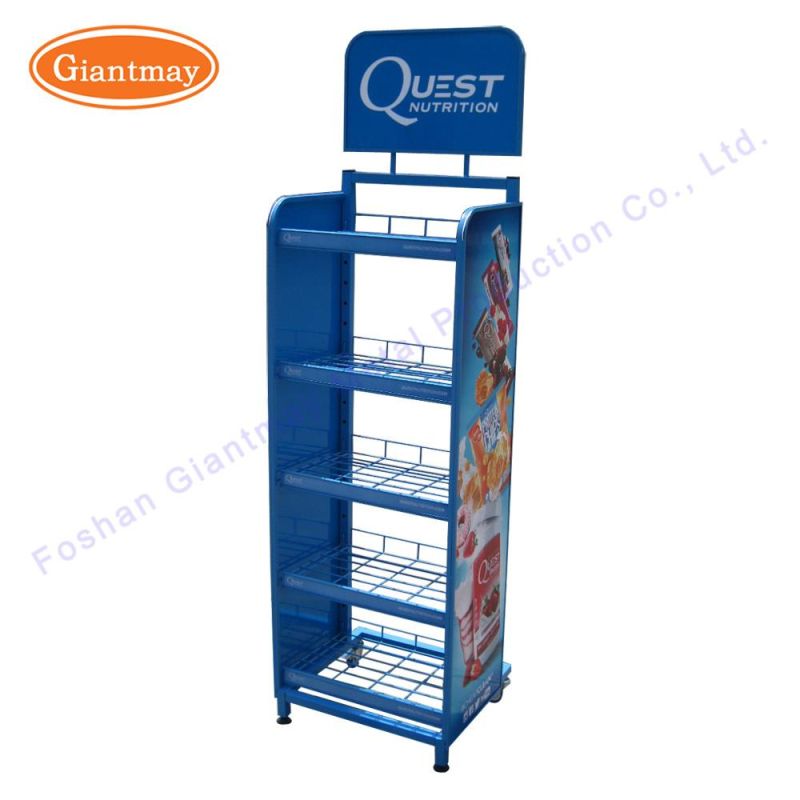 Metal Floor Standing Wire Supermarket Shelving Potato Chips Display Rack