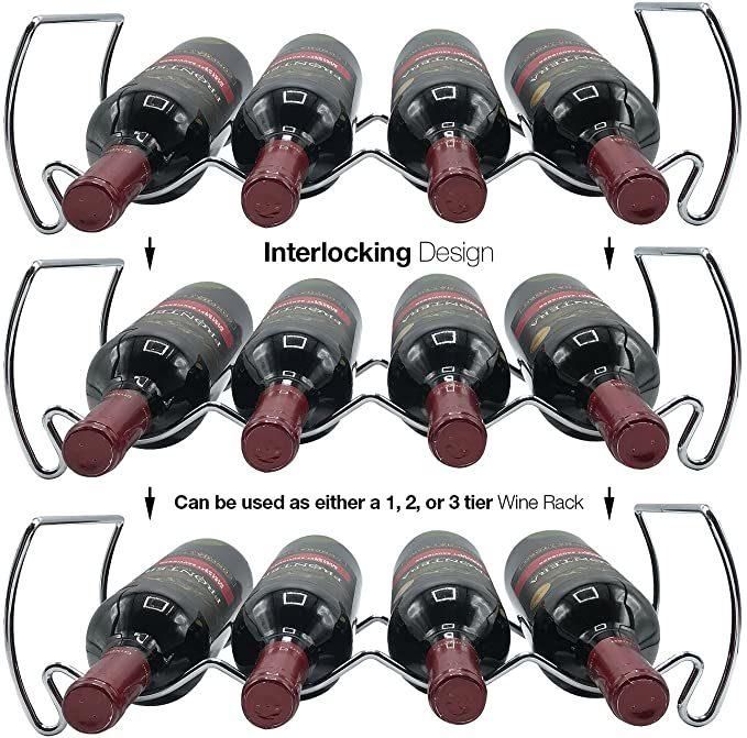 Wine Rack Bordeaux Chateau Style - Holds 23 Bottles - Minimal Assembly (Black)