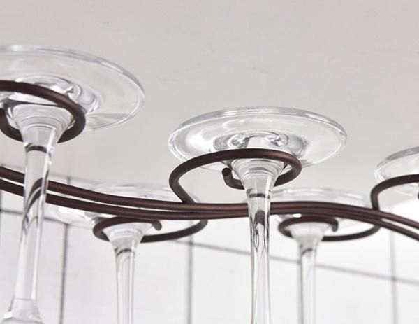 Over The Cabinet Metal Wine Glass Rack for Kitchen and Bar