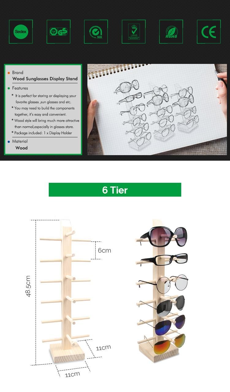 Wood Sunglasses Display Stand Display Rack