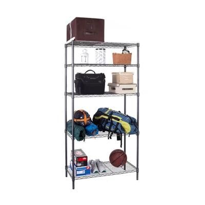 Hotel 5 Tiers Adjustable Epoxy Light Duty Wire Shelving Chrome Rack