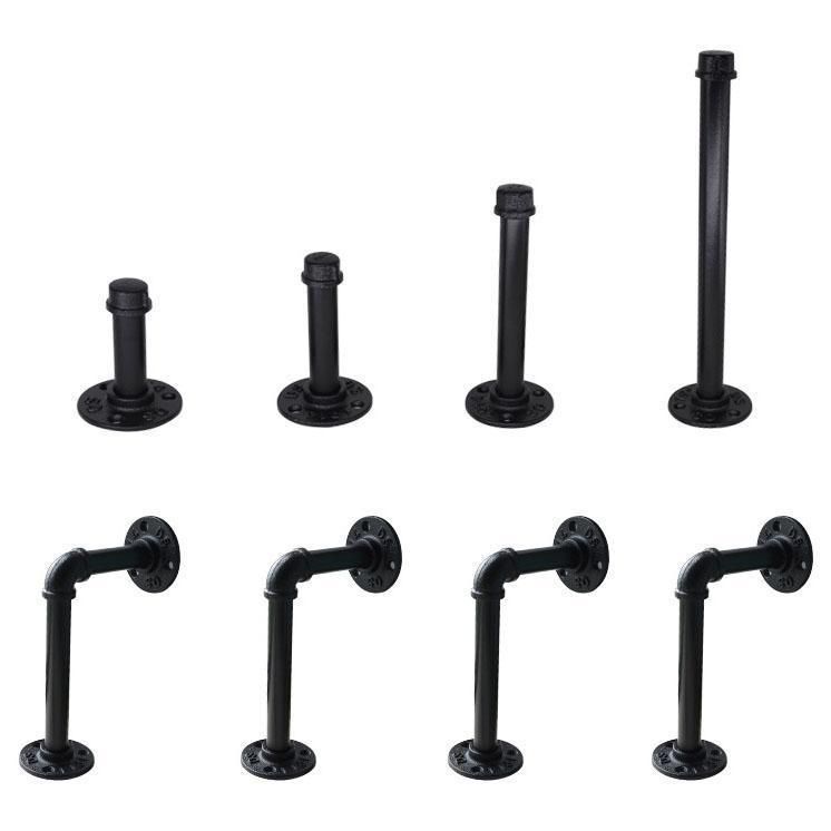 Industrial Pipe Shelf Brackets 12 Inch - Set of 4, Rustic Floating Shelf Brackets with Iron Fittings, Flanges and Pipes for Vintage Furniture Decor